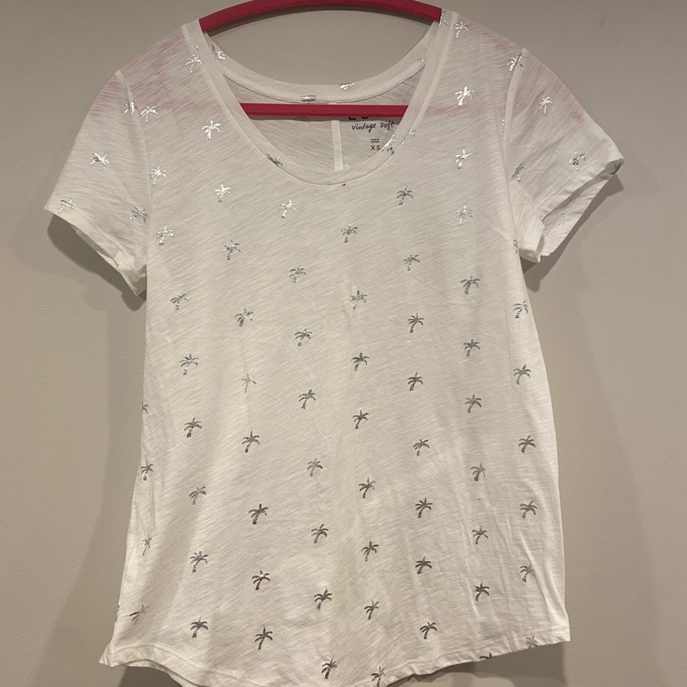 White Loft T shirt with Silver Palm Trees